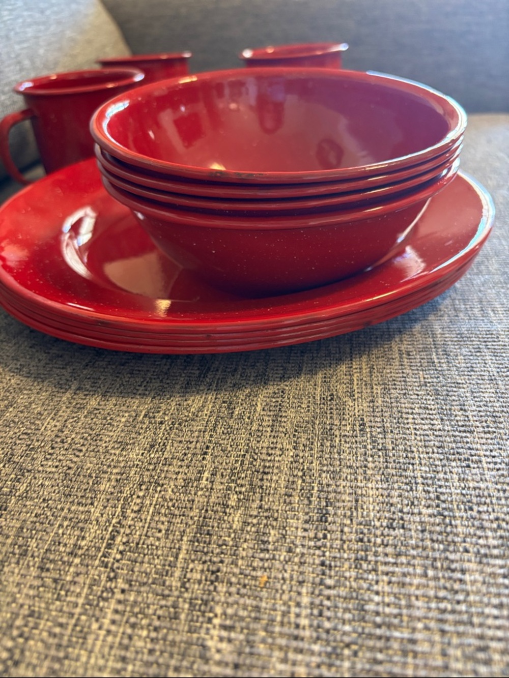 Vintage Red Speckled Enamelware 12-Piece Set - Service for - Picture 7 of 7